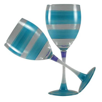 Cottage Retro Stripe 11oz. Wine Glass Set