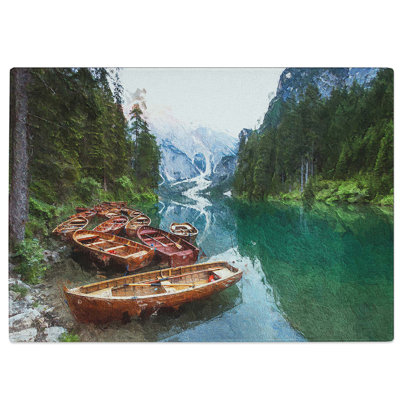 Tempered Glass Rowing Boats in Italy Chopping Board