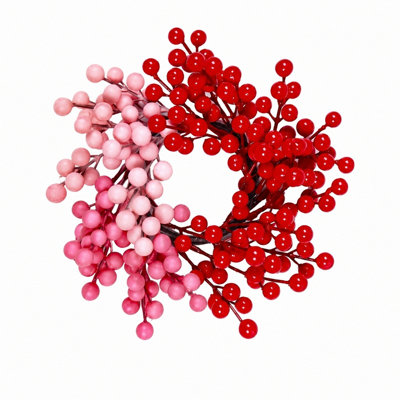 Lot de 4 anneaux de bougies artificiels à baies, couronne de baies multicolores, mini anneaux floraux pour décoration de table (mariage, Saint-Valentin, Noël).