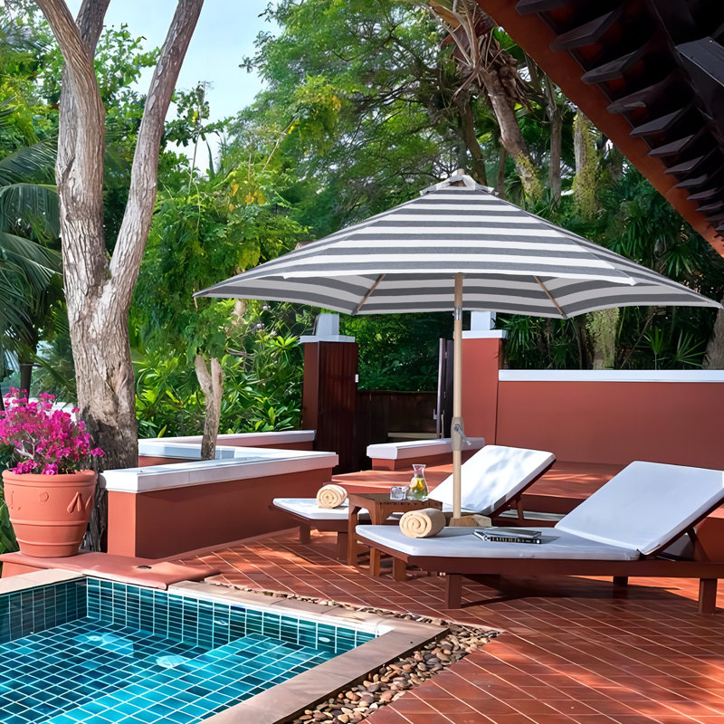 Parasol avec manivelle Spragens 108, Cabana noir / blanc