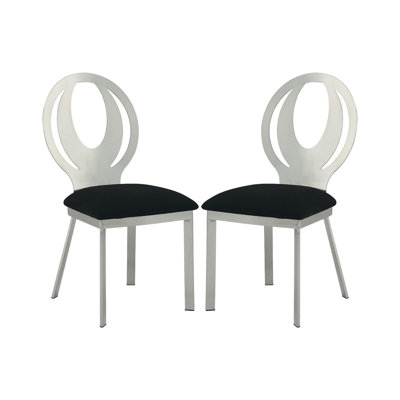 Ensemble de 2 chaises d'appoint en microfibre et en métal au fini argent et noir