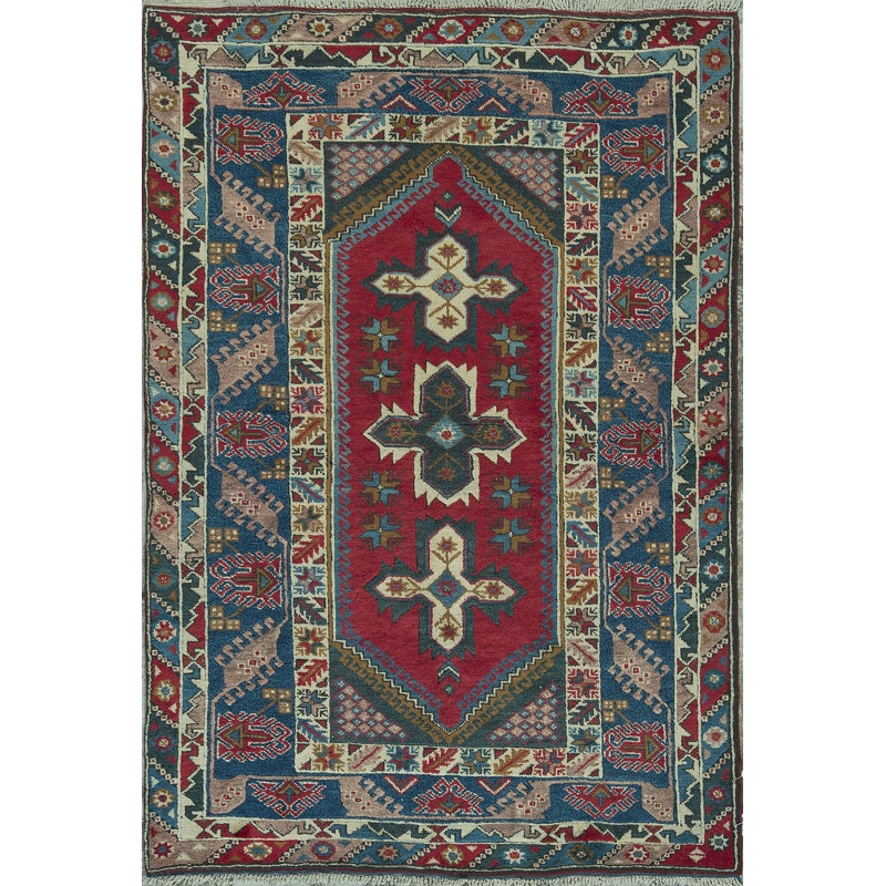 Tapis bleu de haute qualité noué à la main