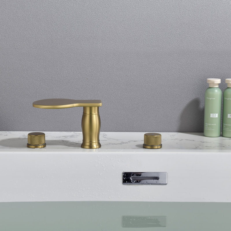 2 Handle Deck Roman Tub Faucet, Brushed Gold