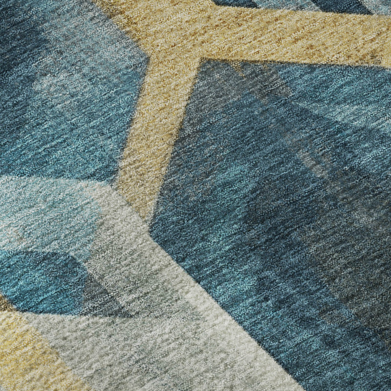 Tapis géométrique Varroville AMF1722 lavable à la machine de qualité supérieure, Rond 8 pi