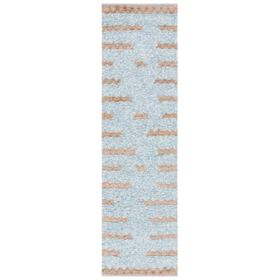 Amauria Hand Woven Wool/Jute/Cotton Abstract Rug in Blue/Natural