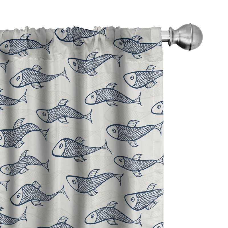 Fish Semi-Sheer Rod Pocket Curtain Panels, 28" x 95"