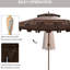 Parasol de patio 9 'avec inclinaison et manivelle - Double sommet à volants pour l'extérieur pour le jardin, la terrasse, la piscine et la détente brune dans divers environnements