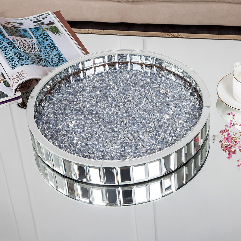  Glass Table Tray Mirrored Vanity Tray 35cm