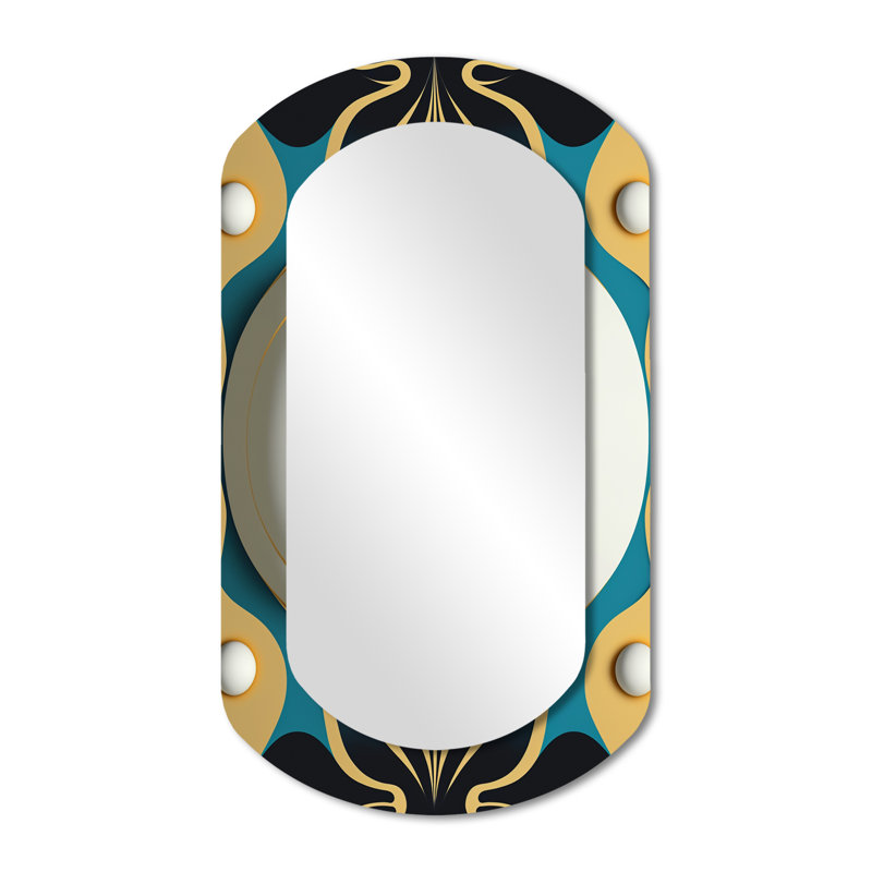 Golden Eye Of The Beholder V - Religious Landscape Traditional Wall Mirror In Asymmetrical Shapes, 43" x 23"