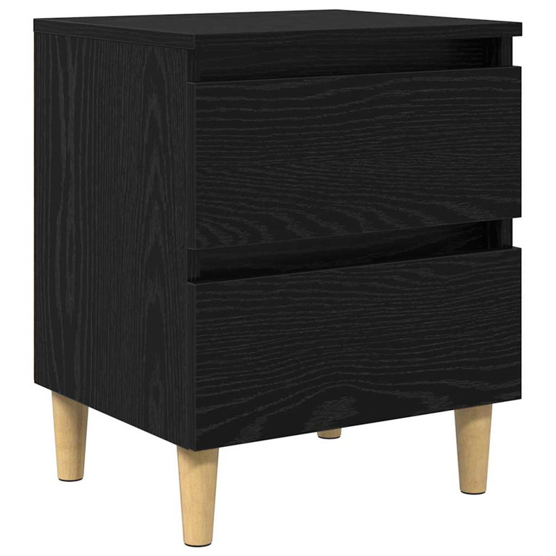 40cm W Manufactured Wood Bedside Table, Black Oak