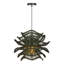 Luminaire suspendu 1 lumière rotin fleur verte-146633683