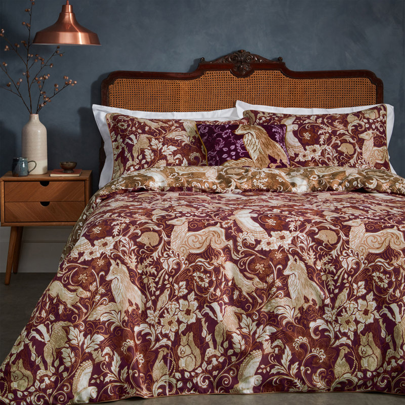 Cotton Animal Print Duvet Cover Set with Pillowcases, Double - 2 Standard Pillowcases, Ruby
