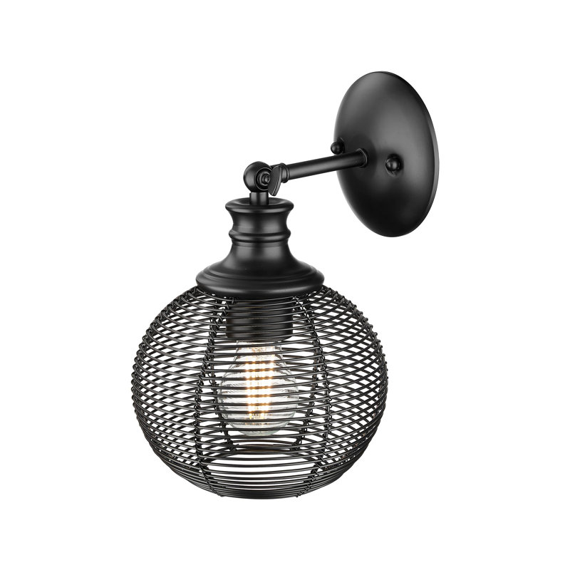William 1 Light Wall Sconce in Matte Black with Matte Black Shade