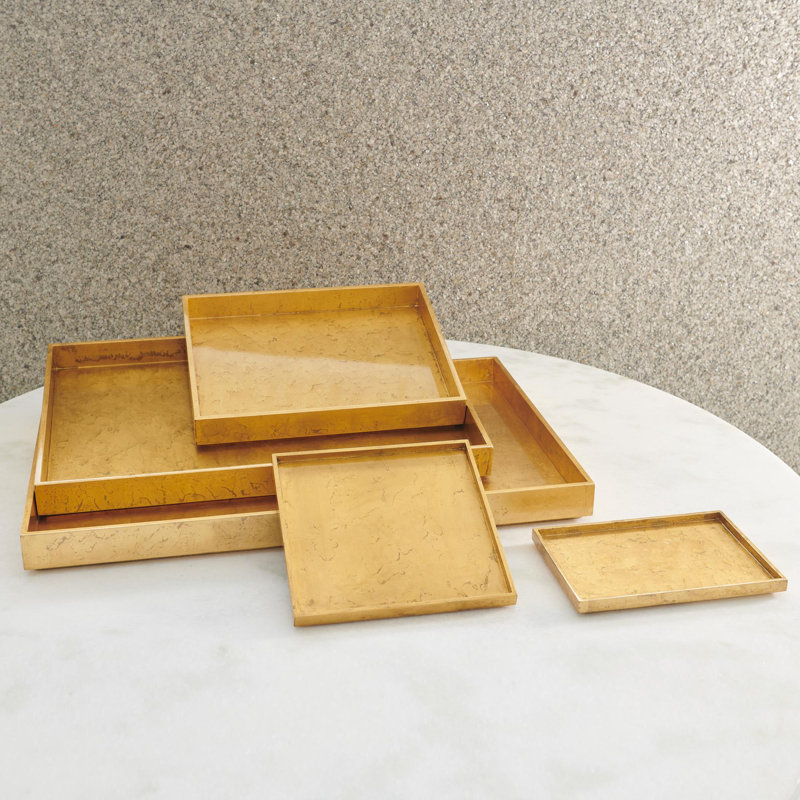 MDF Decorative Tray, 2.25" H x 18" D x 18" D, Luxe Gold