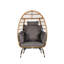 Fauteuil à œufs avec coussin de dossier épais et confortable - charge de 360 lb, chlore, pour balcon, cour arrière, coussins de siège gris foncé protégés, extérieur,-2099618412