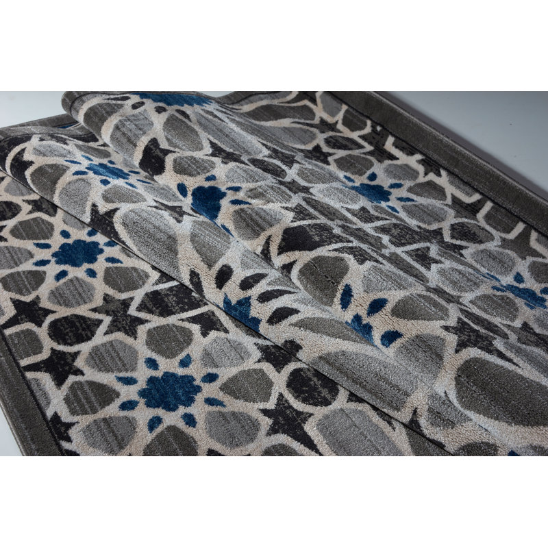 Tapis gris à motif géométrique Volkman, 7 pi 8 po x 10 pi 5 po