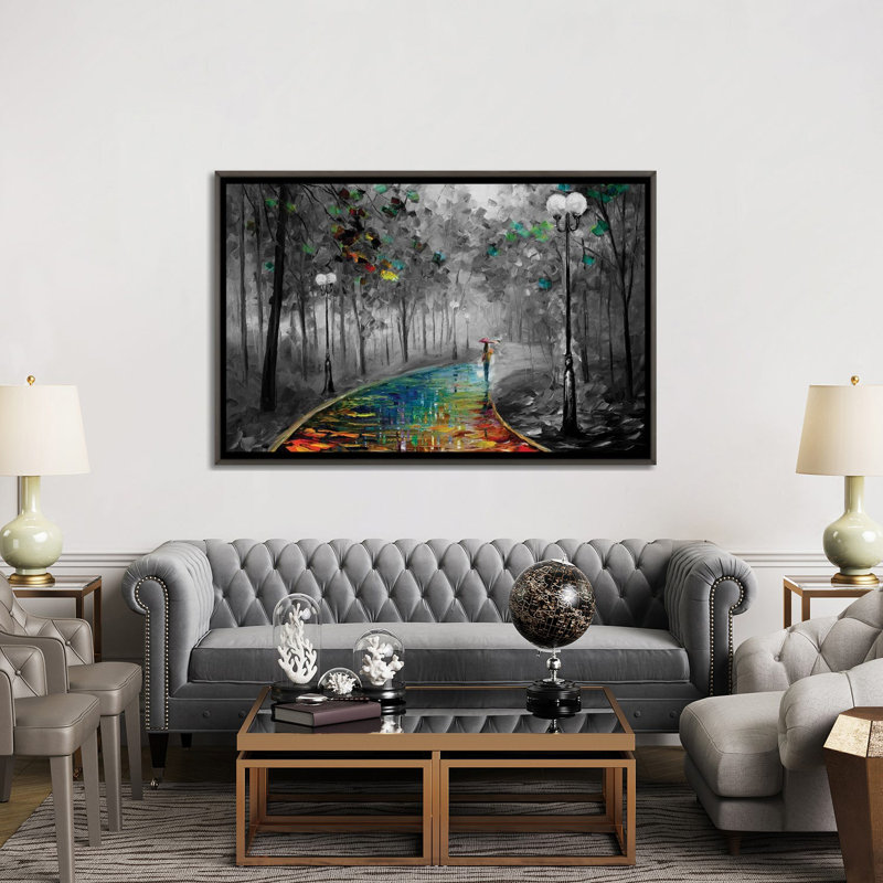 «Fog of Passion» noir et blanc - reproduction d'art murale - toile, H 32 po x l 48 po, Toile tendue, Ne s’applique pas