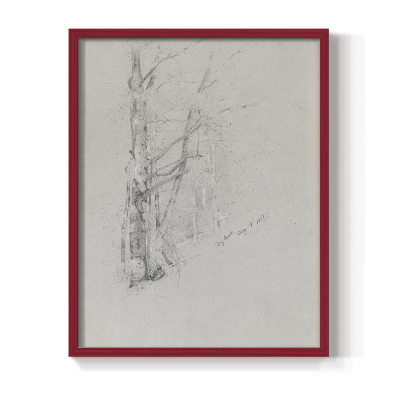 Croquis rétro, impression encadrée LVI - bois massif, H 30 po x l 24 po, Rouge