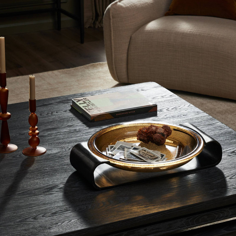 Runa Decorative Bowl, Amber/Distressed Bronze