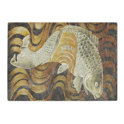 Tempered Glass a Carp Fish Swimming Upstream Chopping Board