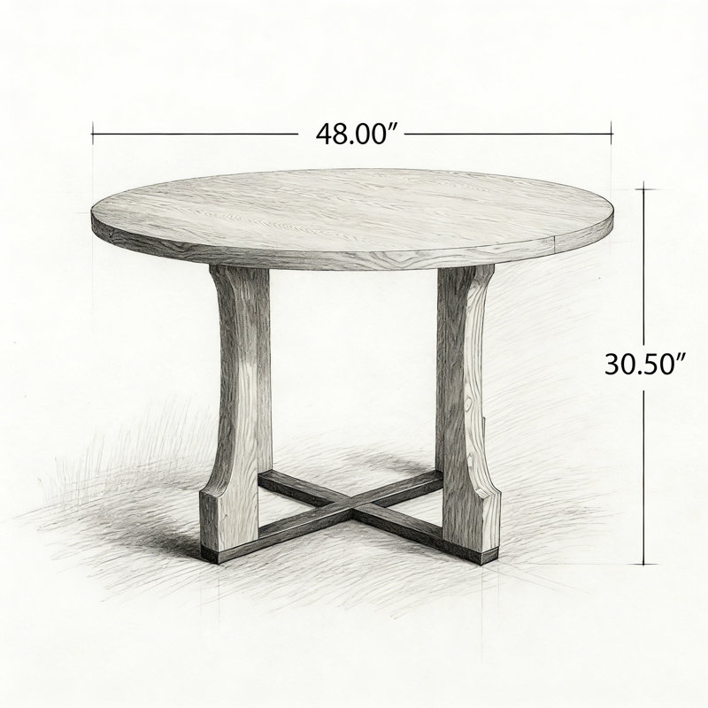 48" Round Dining Table, Natural Ash/Black