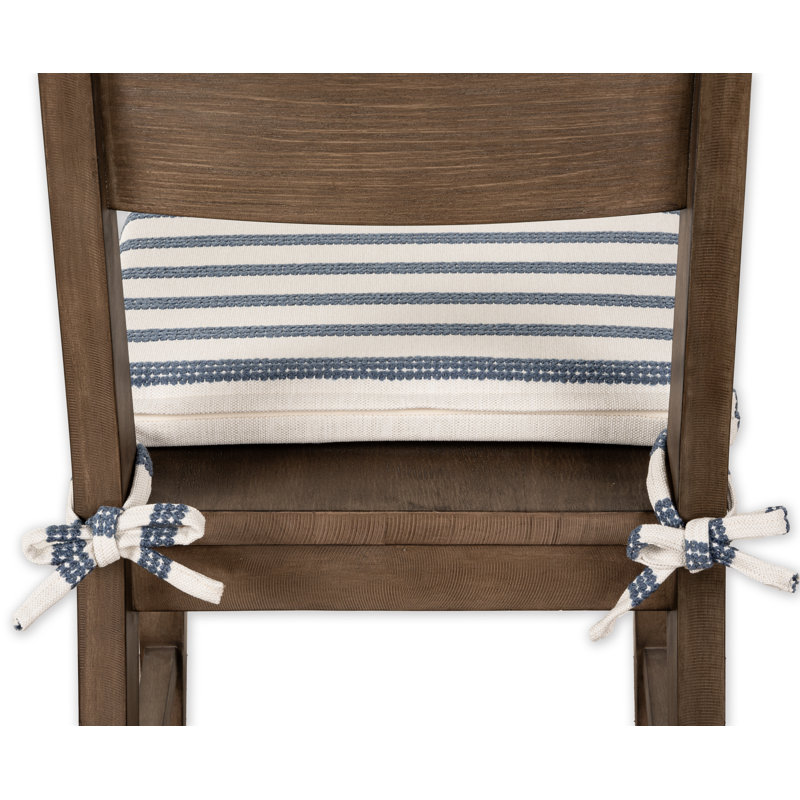 Birch Lane Twisted Band Marine 2" Textured Stripe Dining Chair Seat Pad with Ties