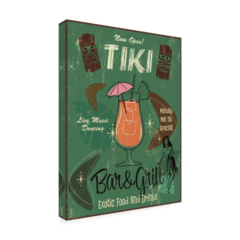 Toile d'extérieur Fiona Stokes-Gilbert «Tiki Bar & Grill B», H 19 po x l 14 po x P 1,5 po