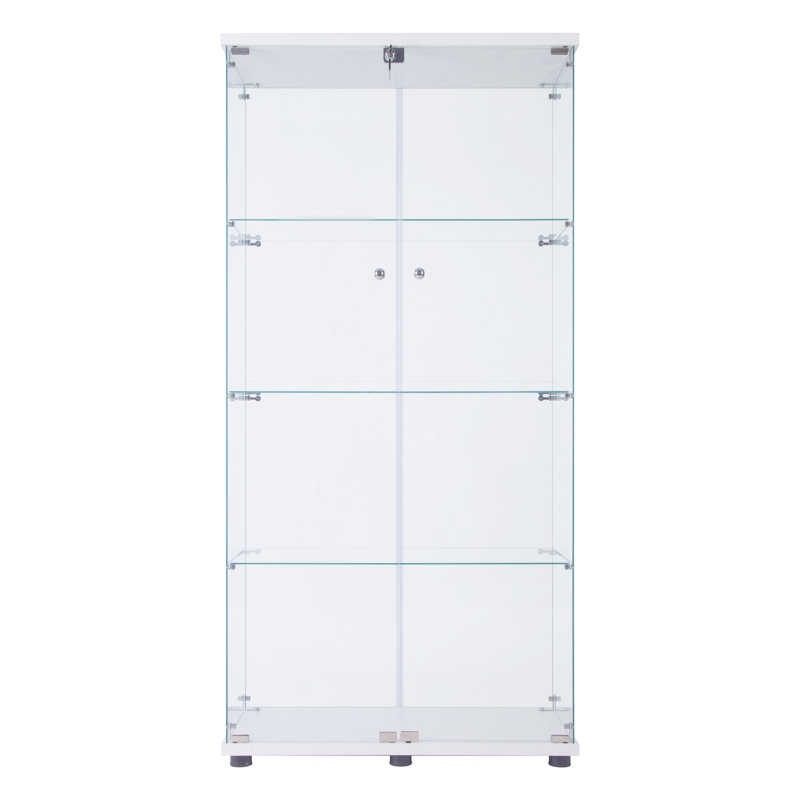 Armoire vitrée à 2 portes avec 4 lumières DEL, Blanc