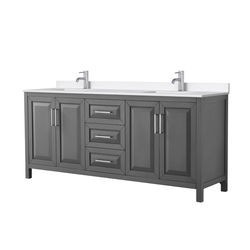 Daria 80'' W Vanity, Gray, Polished Chrome, Giotto Quartz