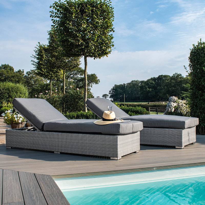 Damne 195cm Long Reclining Single Chaise with Cushions and Table