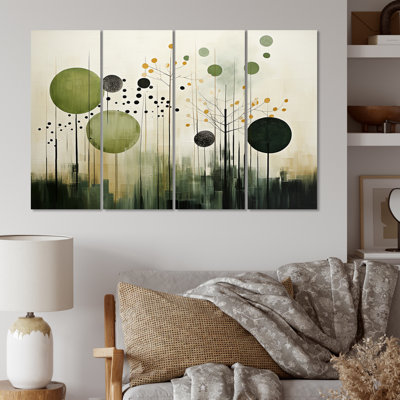 «Green Beige Modern Scandinavian Serenade I» sur toile, reproduction de 4 pièces