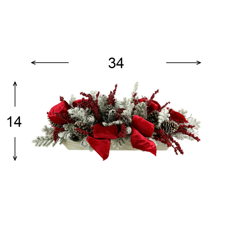 Snow Covered Evergreen And Pinecone Holiday Arrangement