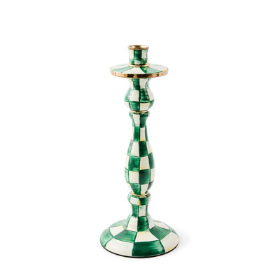 Emerald Check Large Candlestick