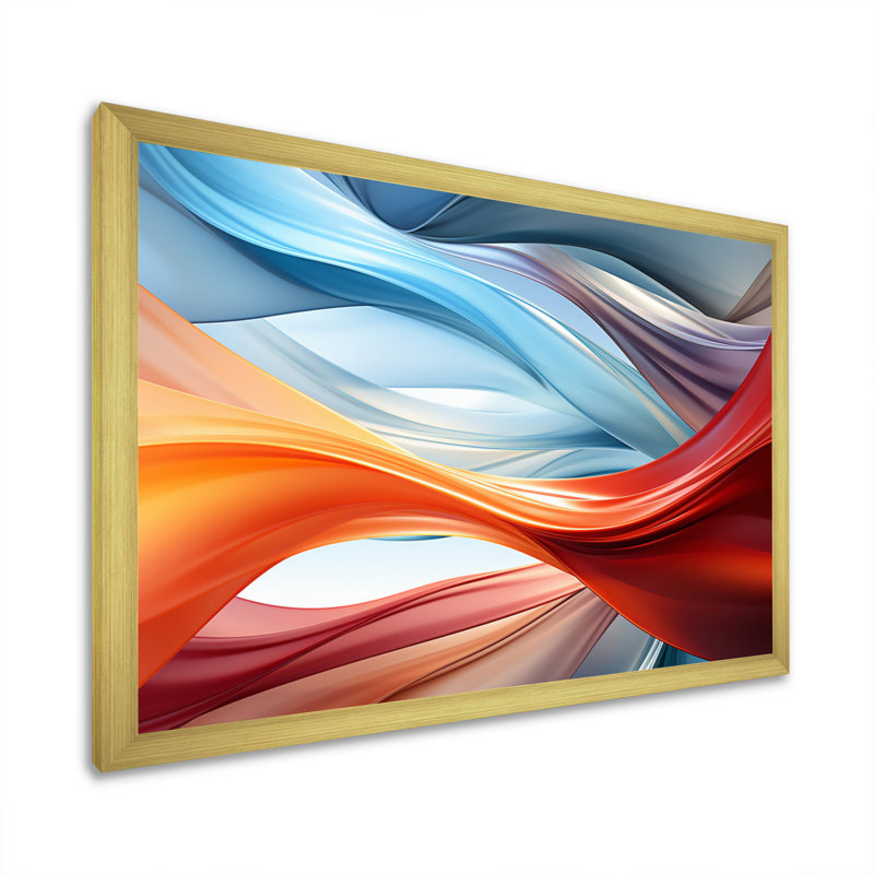 «Blue Yellow Brown Fractal Spiral», reproduction sur toile, Cadre doré à une seule photo, H 24 po x l 32 po x P 1 po
