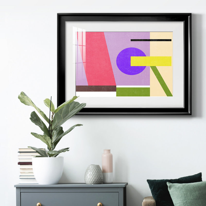Composition de couleur IV, H 26,5 po x l 36,5 po x P 1 po, Papier avec cadre noir, Blanc