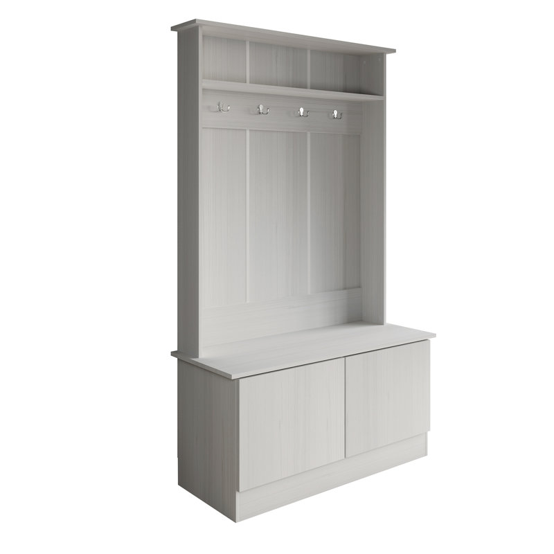 Logenita Hall Tree 39.96'' Wide with Bench, Light Gray