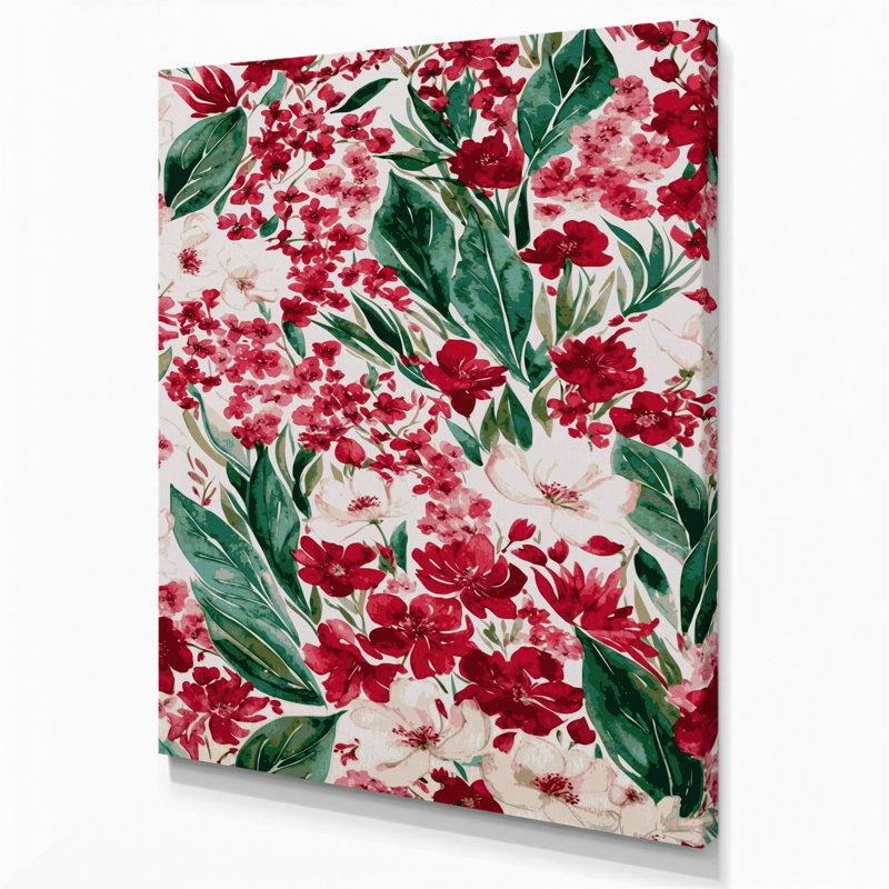 "Watercolor Floral", art mural sur toile gris 24, H 11 po x l 14 po