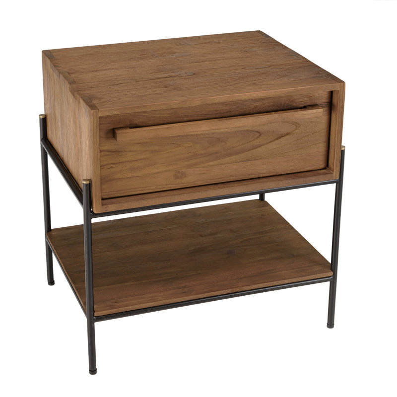 Bedside Table 1 Drawer 1 Shelf In Reclaimed Teak Wood