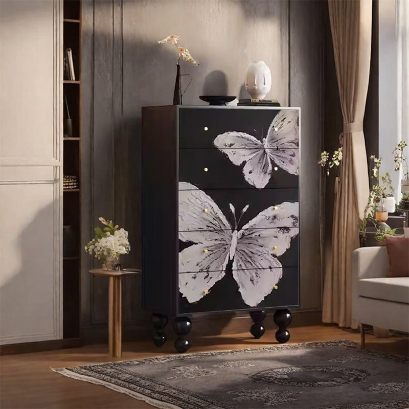 Modern Walnut Storage Cabinet with Drawers