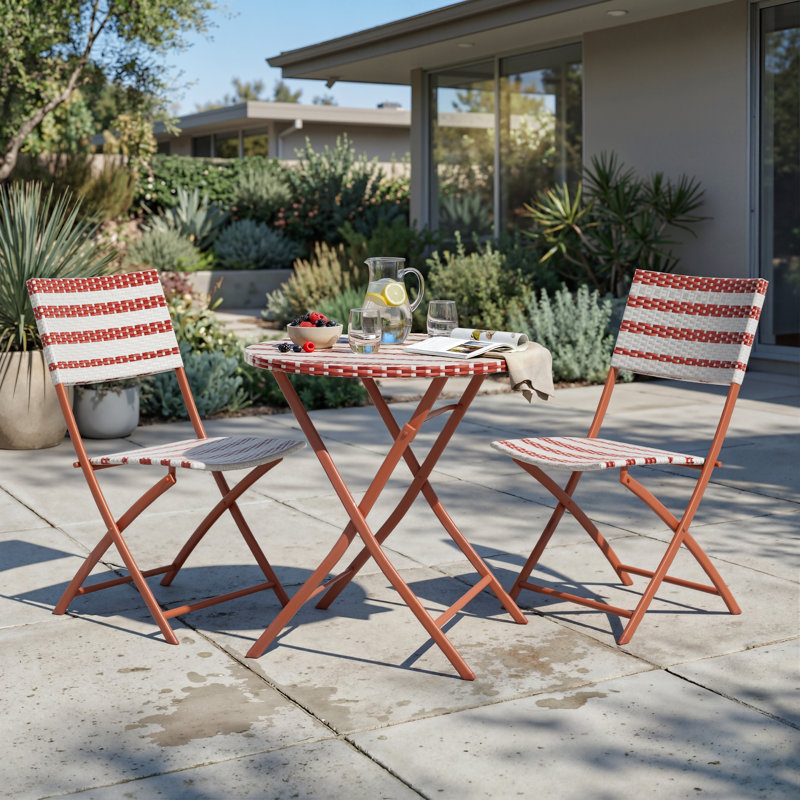 2 - Person Patio Dining Set with Round Table, Red