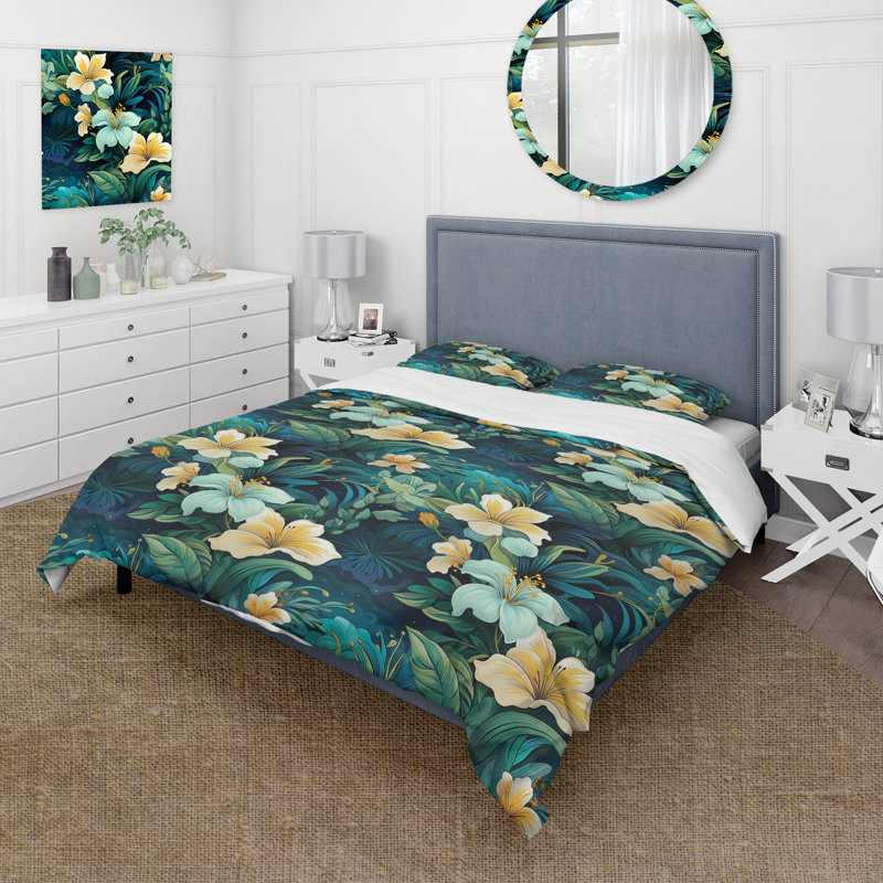 Ensemble de housse de couette Celestial Tropics, Housse de couette pour grand lit et 2 taies décor