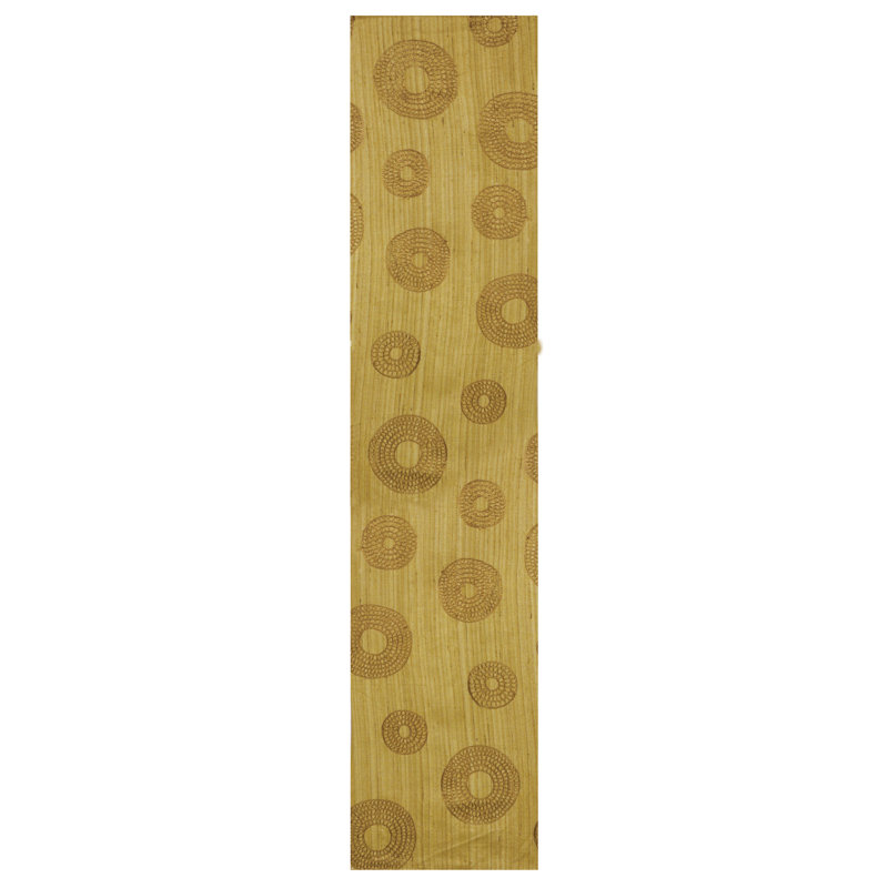 Barbi Geometric Cotton Blend Table Runner, 72" x 13", Amber Gold