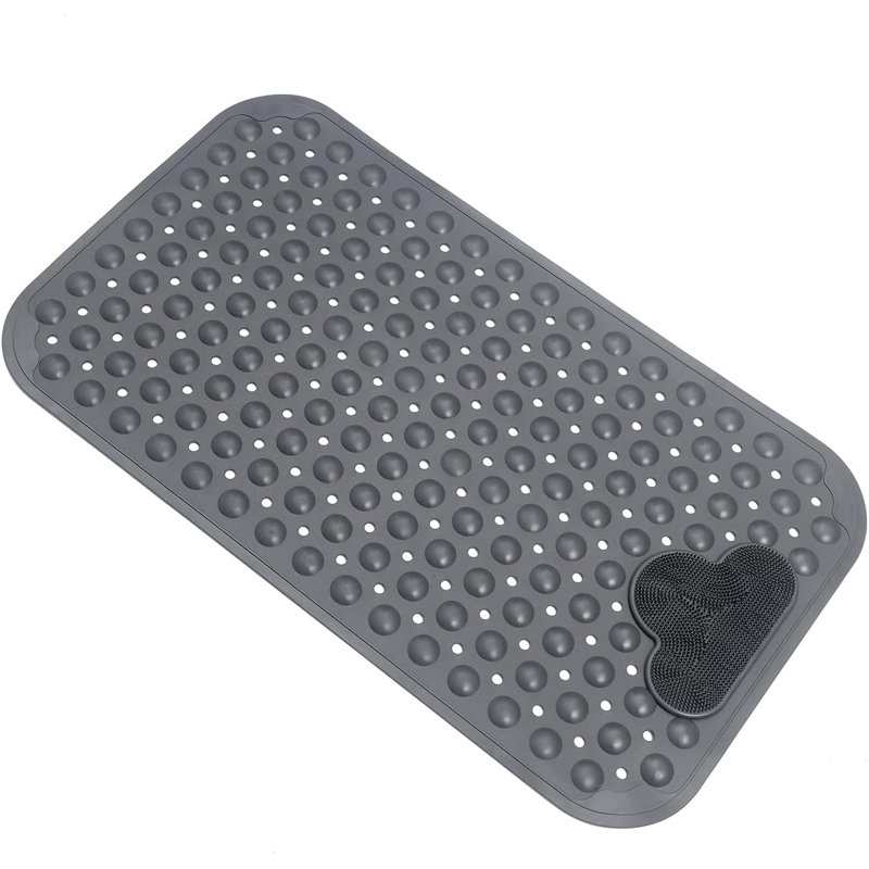 Tapis de bain antidérapant avec ventouses 28 x 16 po gris