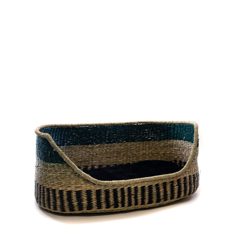 Striped Polyester Pet Bed, 22cm H x 60cm W x 38cm D