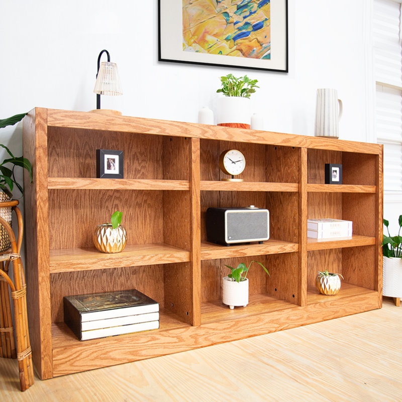 Orient Triple Wide Wood Bookcase, 9 Bookshelf, 36 inch Tall Storage and Display Bookshelf for Home Office and Living Room