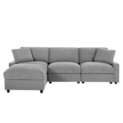 Comfortable Modular Sectionals With Hidden Storage, Polyester L-shaped Sofa For Modern Living Rooms