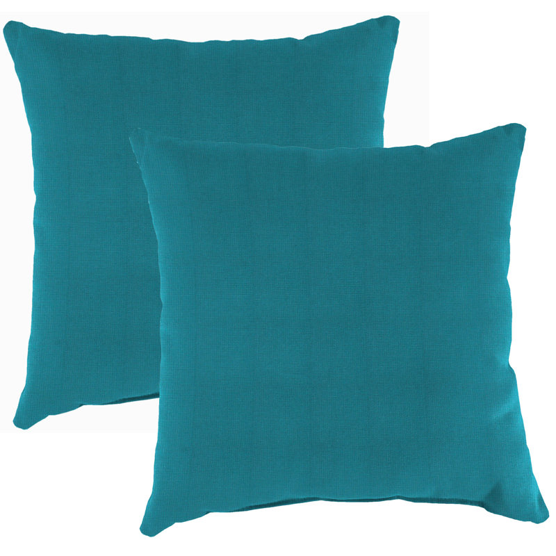 Sunbrella Outdoor Throw Pillow, Canvas Peacock Teal, 16" H x 16" W