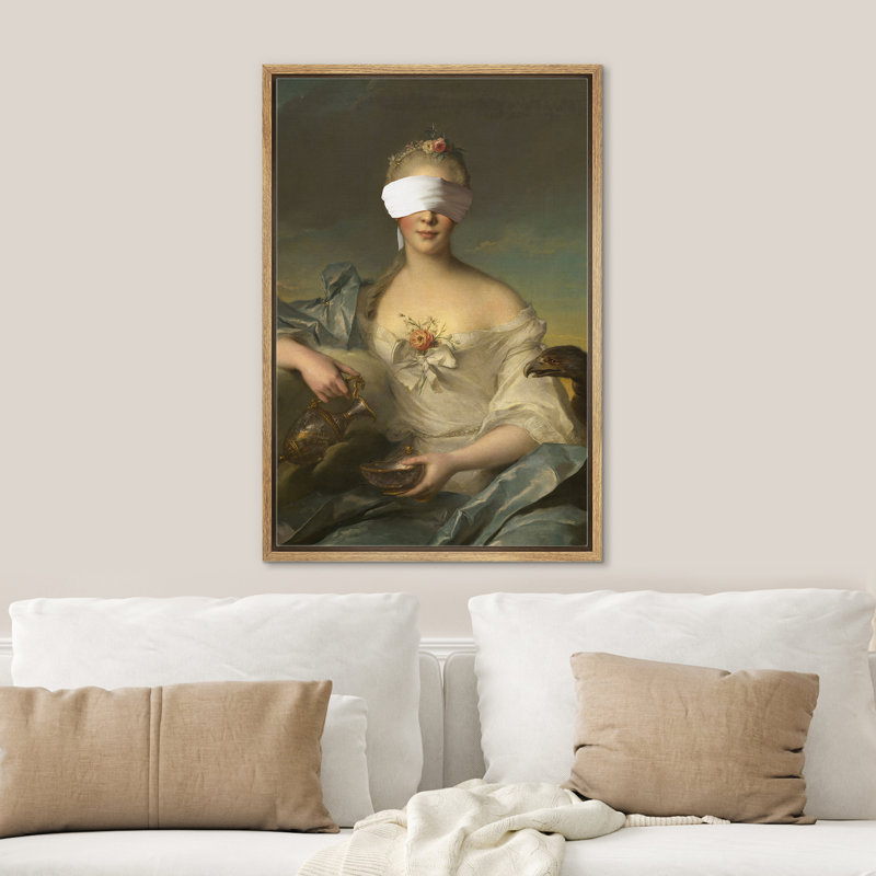 «Paint Stroke Face French Woman», H 24 po x l 16 po, Cadre naturel flottant