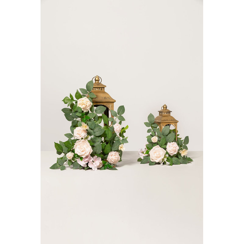 Guirlandes de fleurs Ling's Moment de 60 cm (2 pieds) rose poudré et crème, Rose poudré et crème