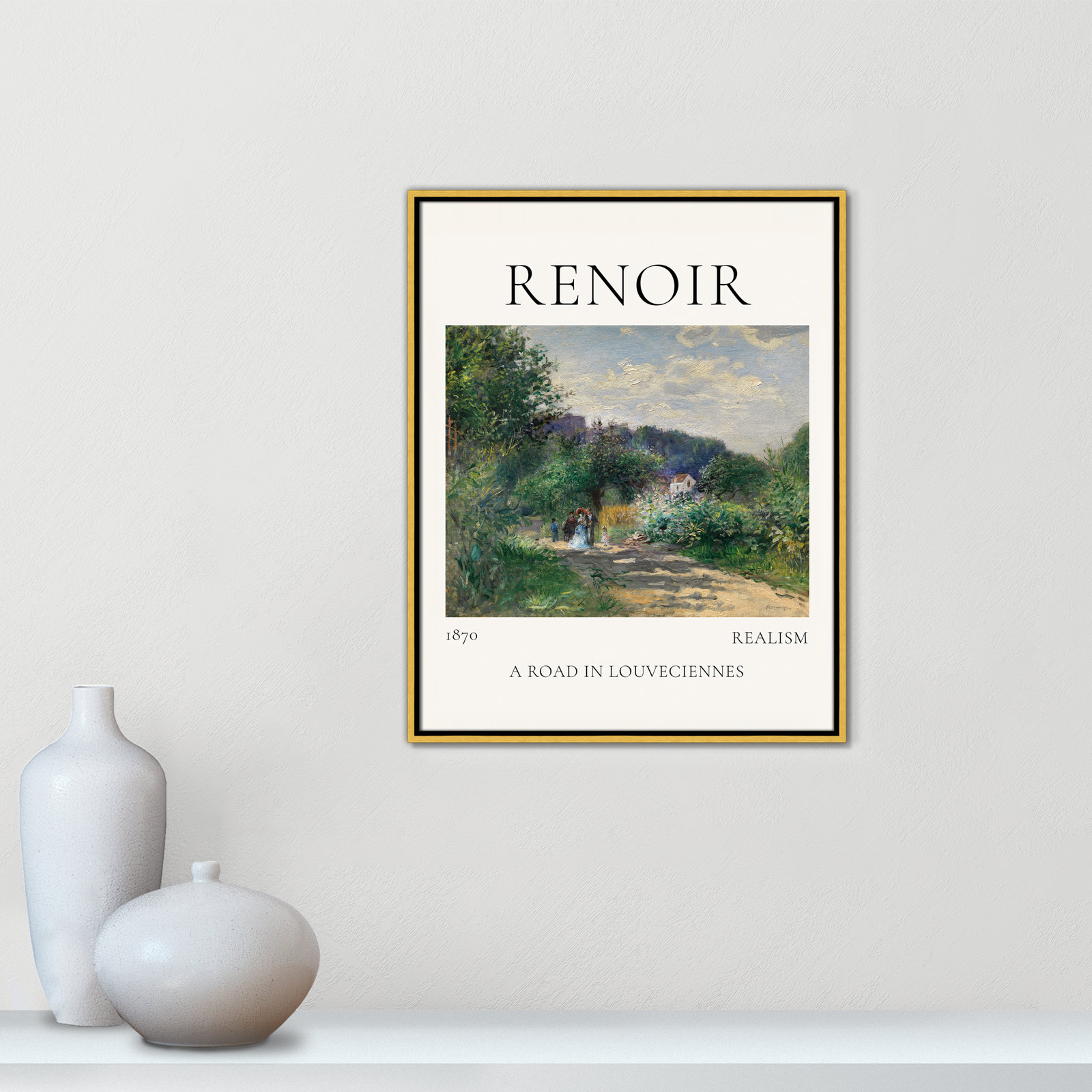 Old Masters Collection " A Road In Louveciennes " by Auguste Renoir, No, 29.5" H x 23.5" W x 2" D, Gold Floater Frame